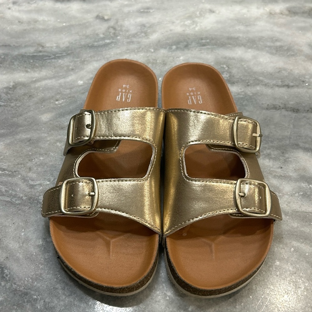 GAP Kids Metallic Gold double buckle, cork sandal